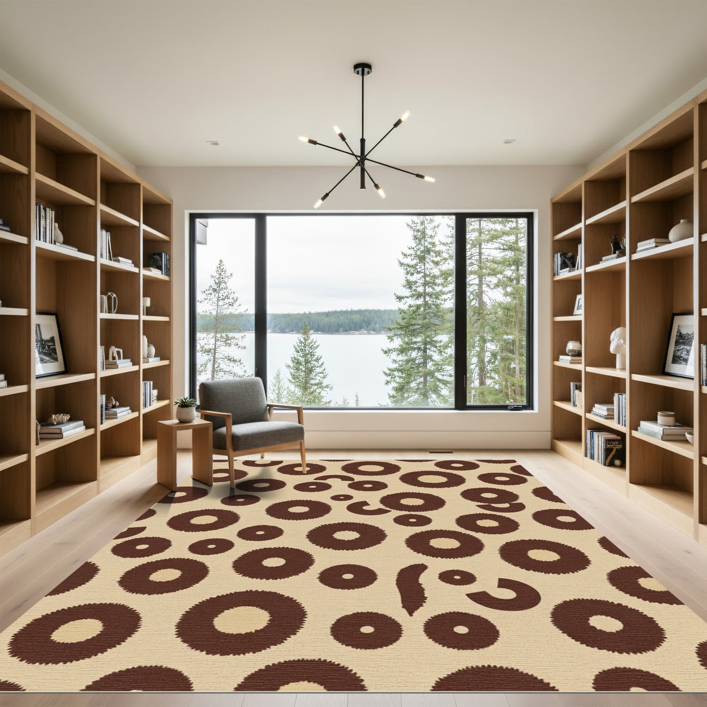 Brown Circles With Jagged Edges Rug