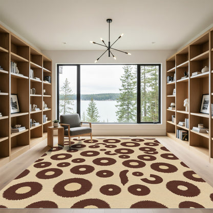 Brown Circles With Jagged Edges Rug