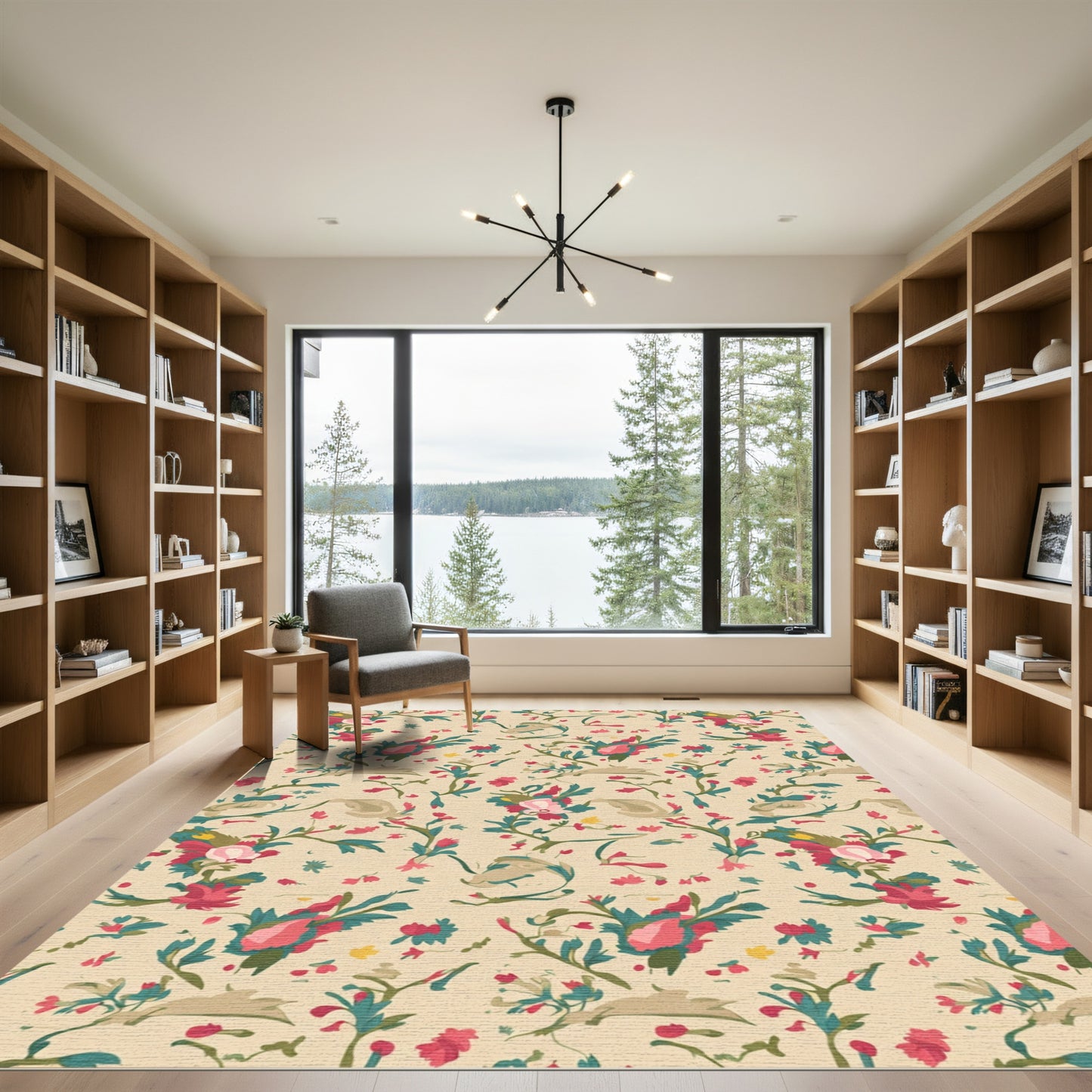 Vintage Rose and Leaf Pattern Rug