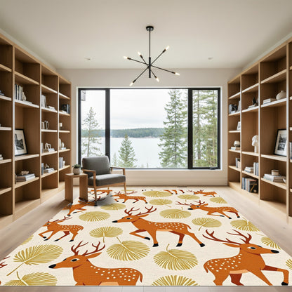 Golden Leaf Deer Meadow Rug
