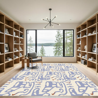 Pastel Blue Abstract Organic Swirls Rug