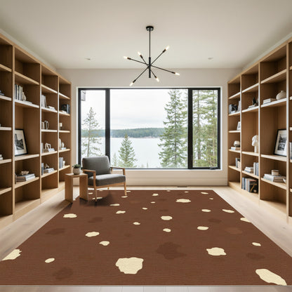 Brown Spotted Abstract Organic Rug