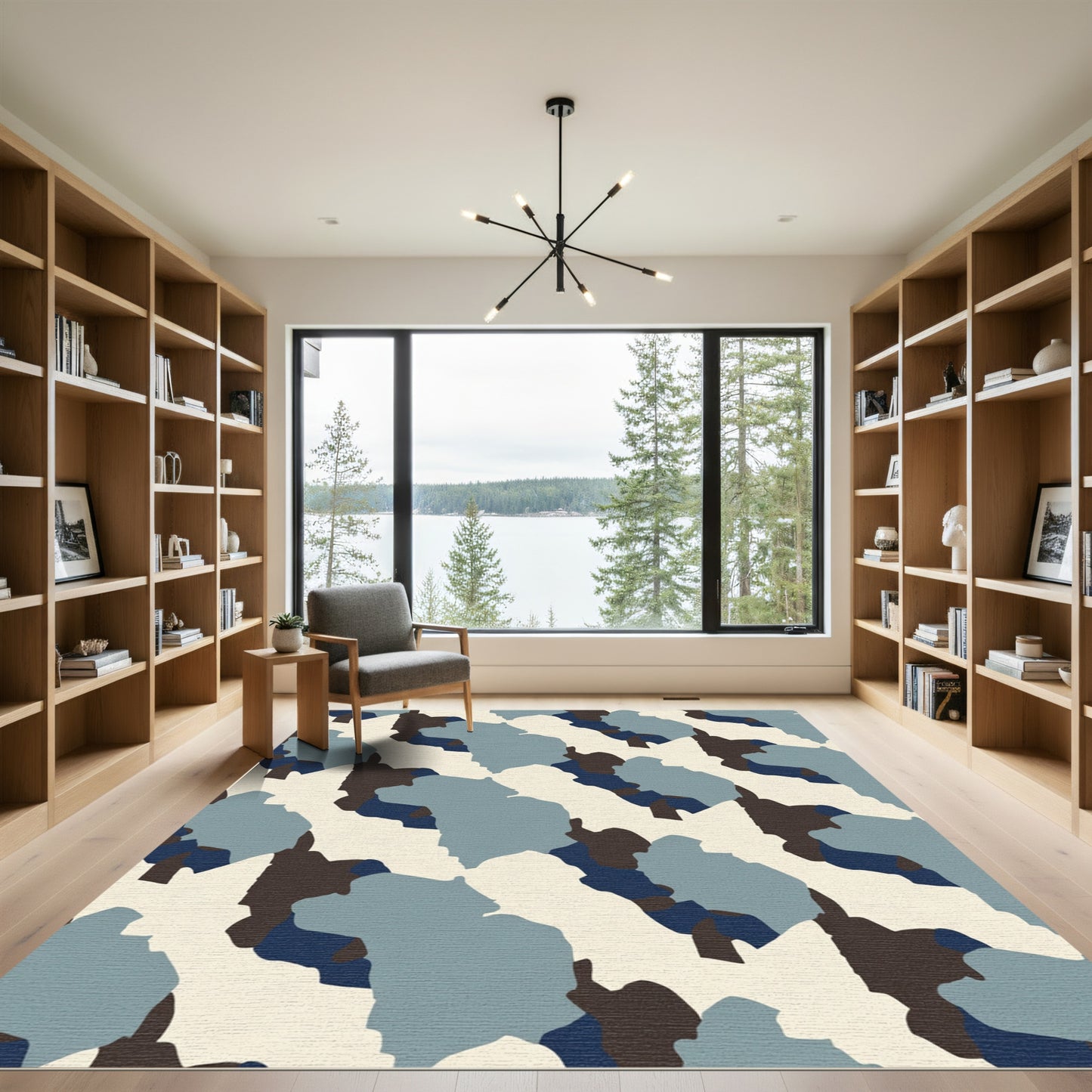 Urban Camouflage Blues and Browns Rug