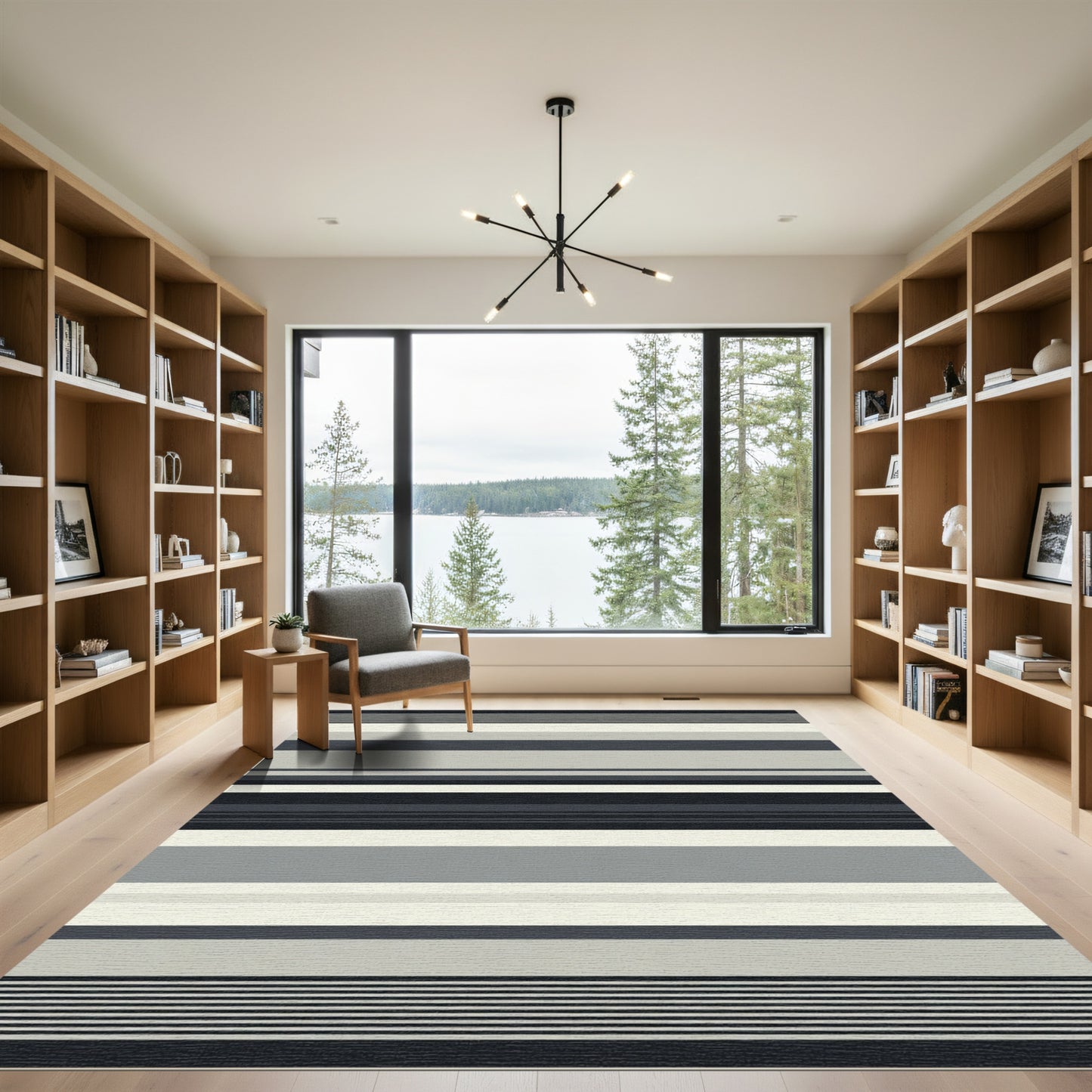 Chic Gray Horizontal Stripe Rug