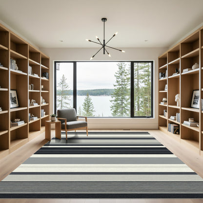 Chic Gray Horizontal Stripe Rug