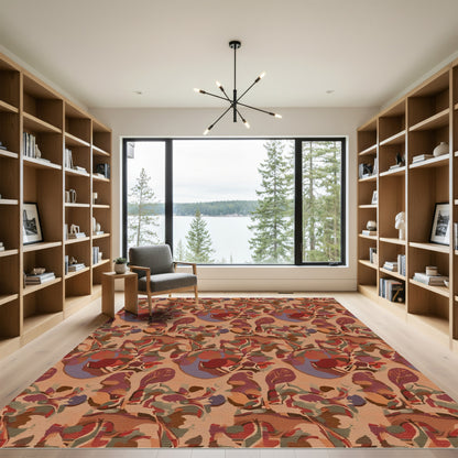 Earthy Autumnal Botanical Swirl Rug