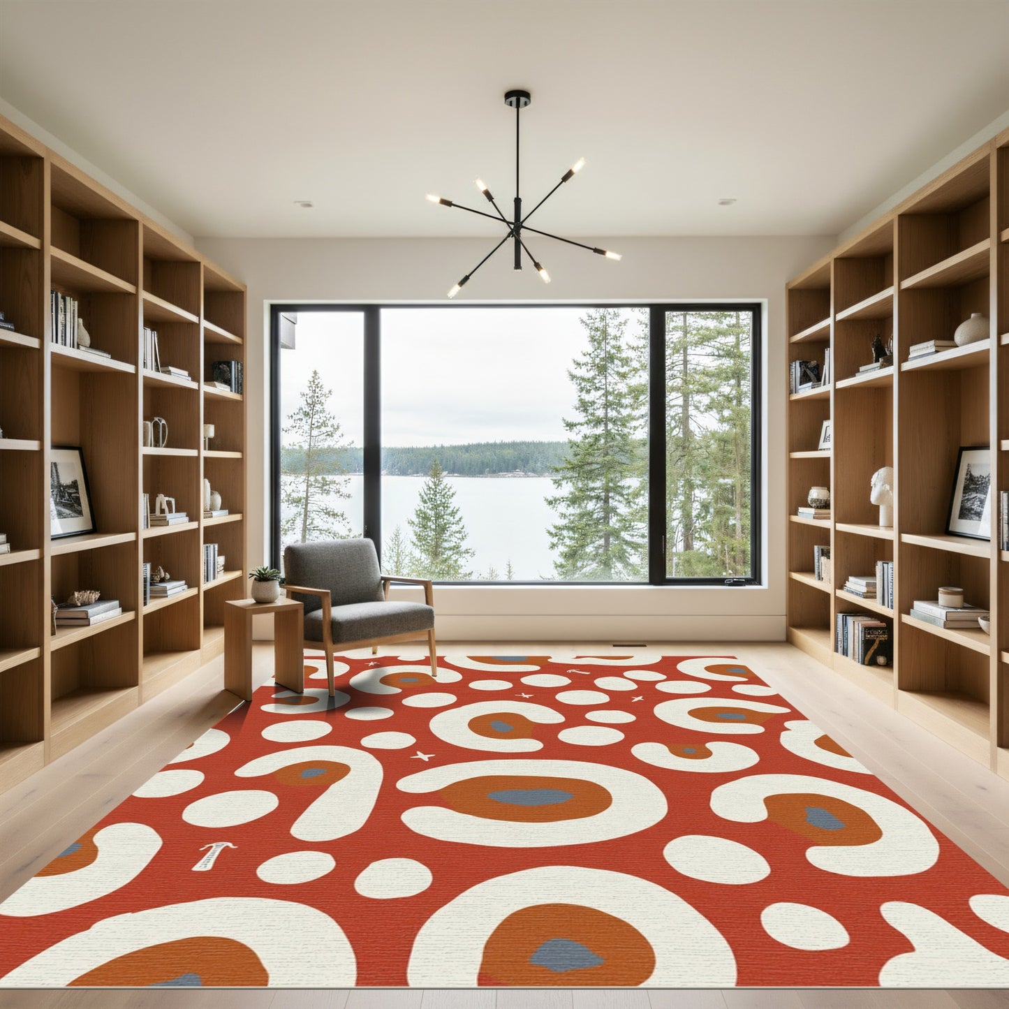Terracotta Cream Abstract Spots Rug