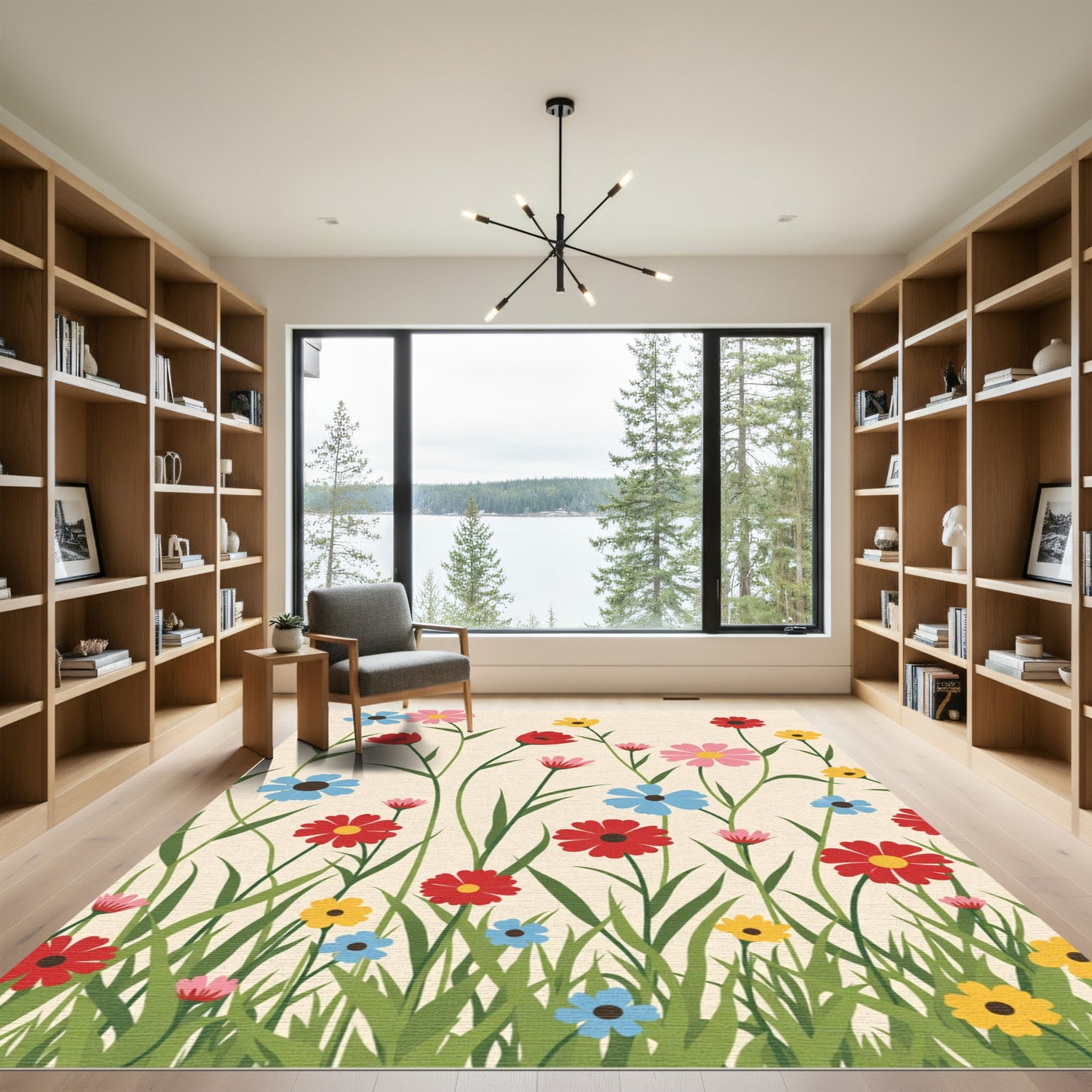 Whimsical Meadow Floral Arrangement Rug