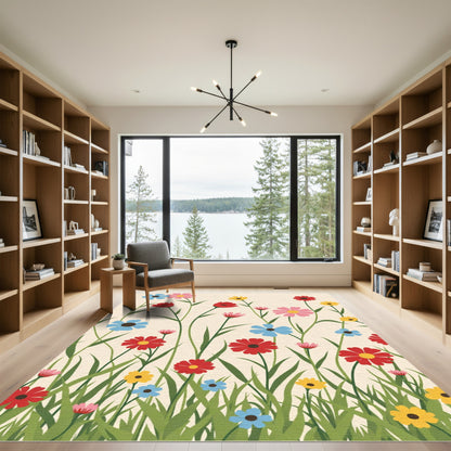 Whimsical Meadow Floral Arrangement Rug