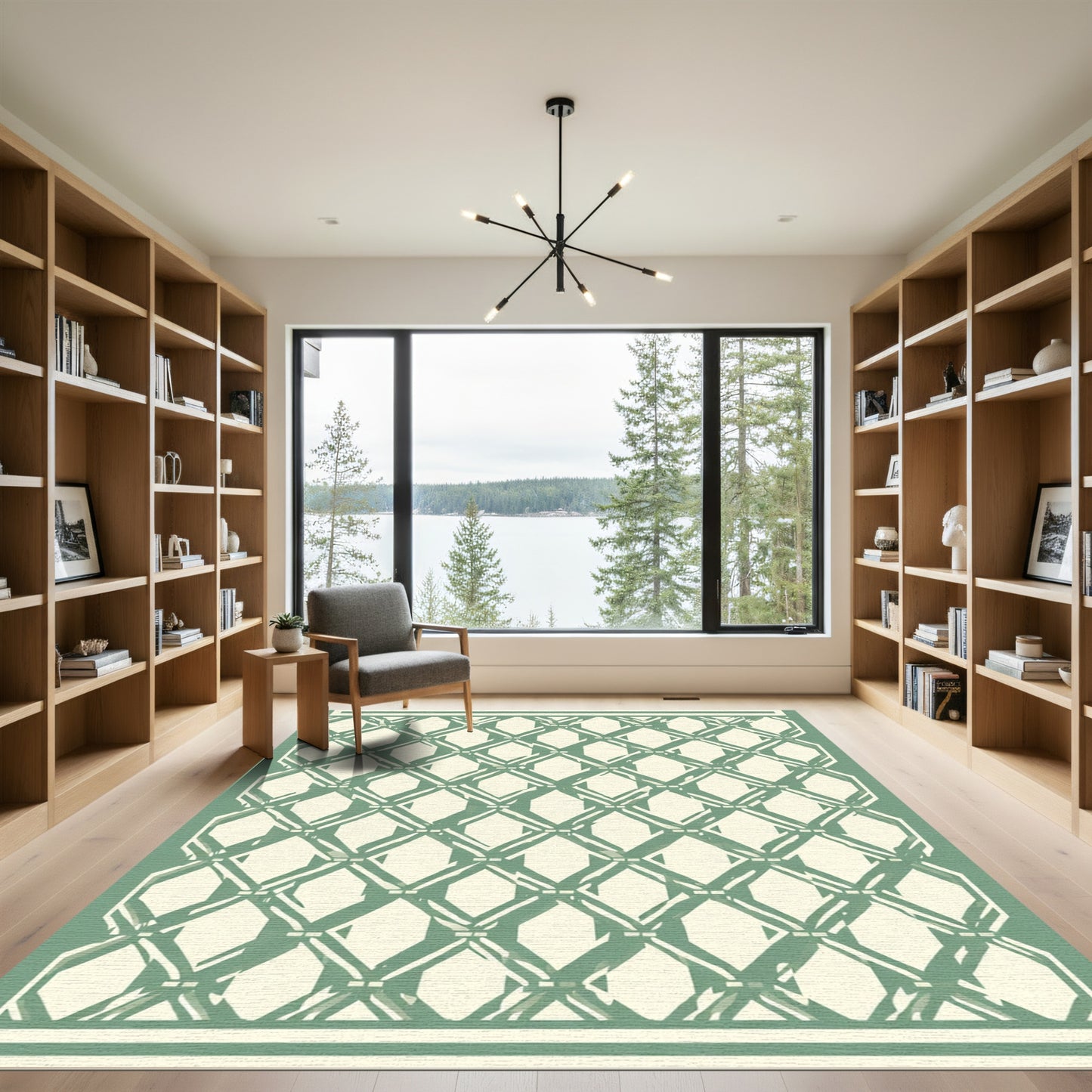 Sage Green Trellis Diamond Rug