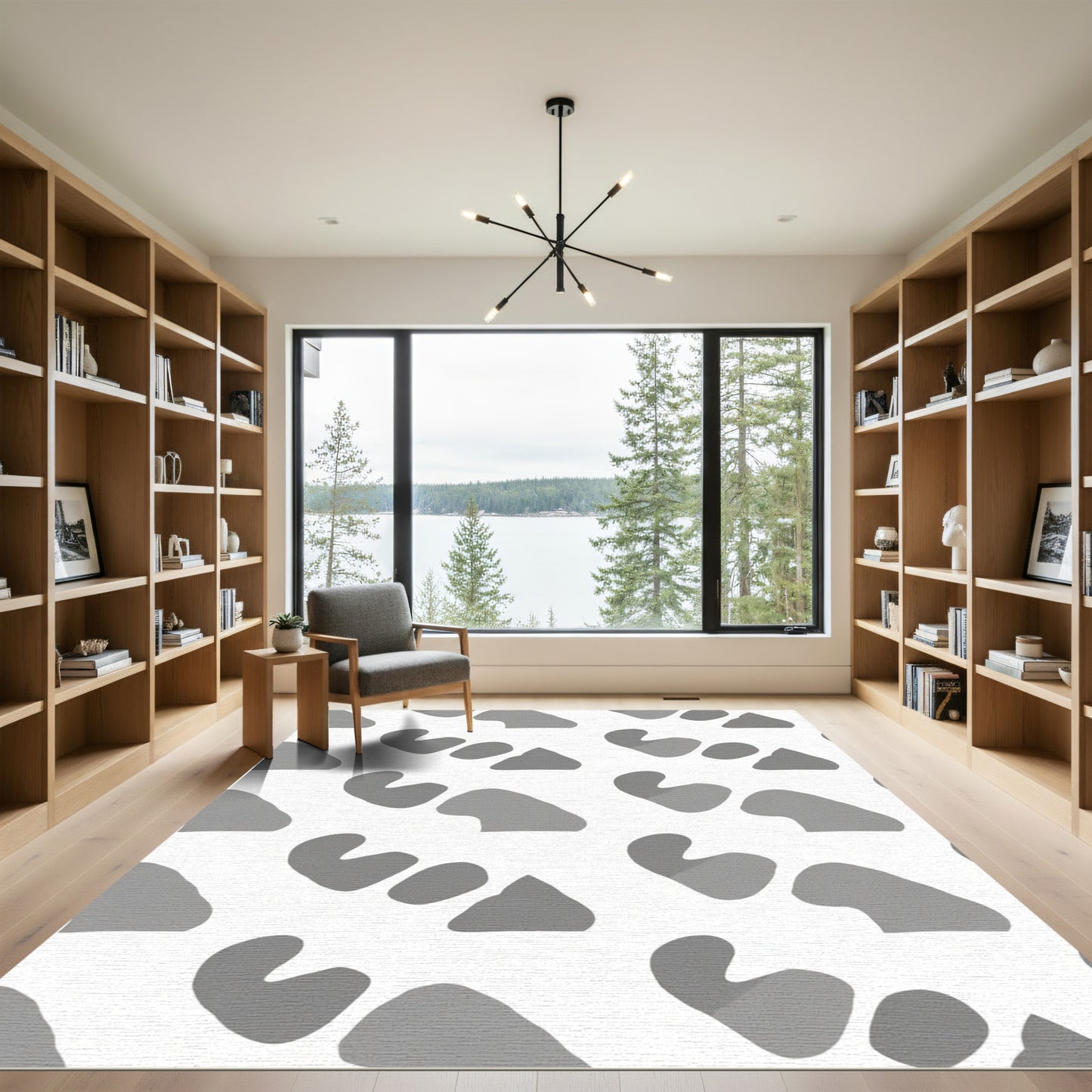 Gray Abstract Organic Shapes Rug