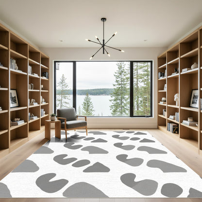 Gray Abstract Organic Shapes Rug