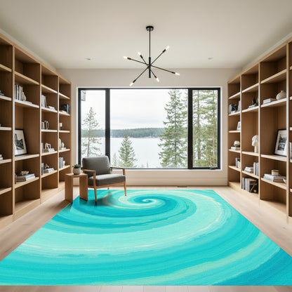 Teal Spiral Swirl Rug