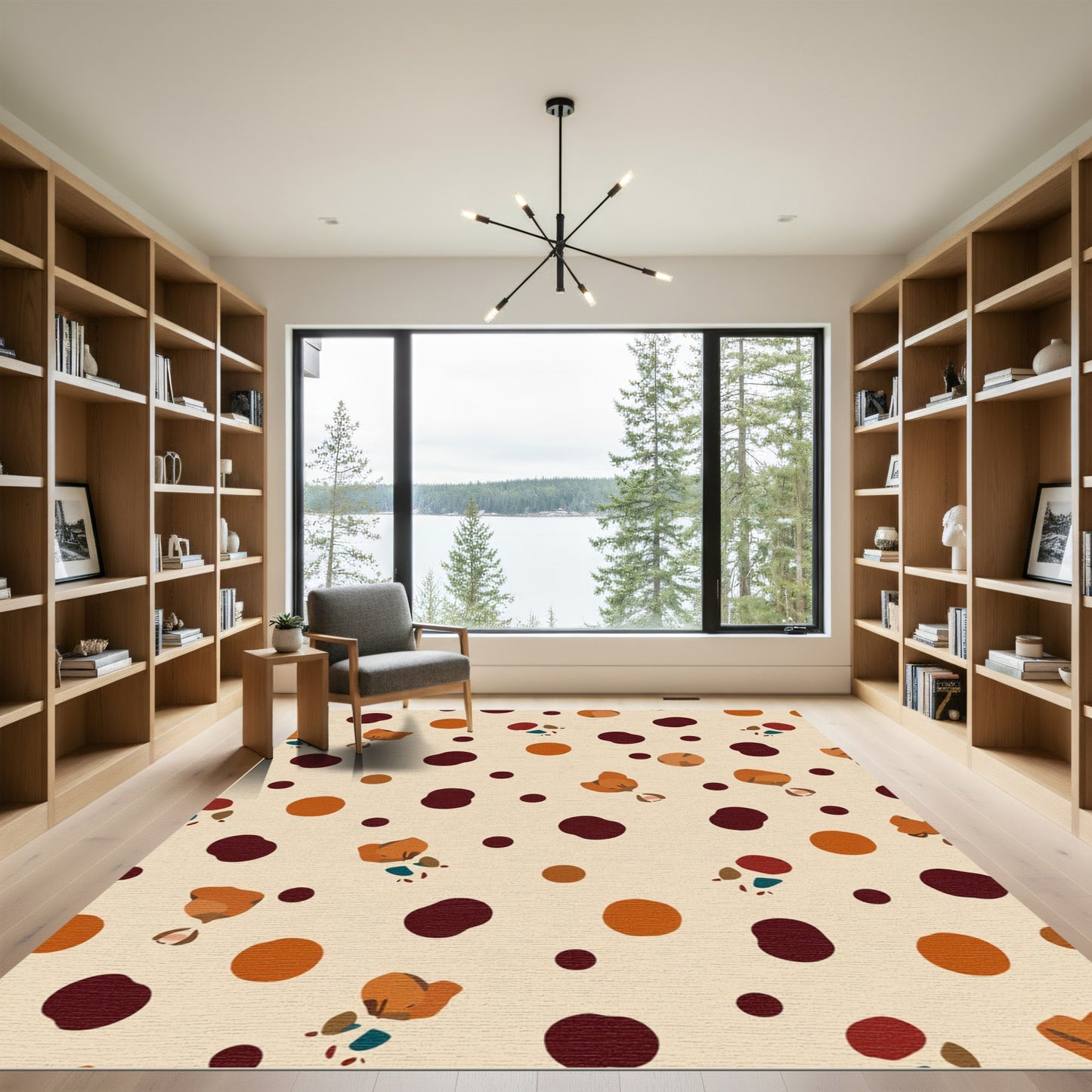 Autumn Floral Polka Dot Scattered Rug