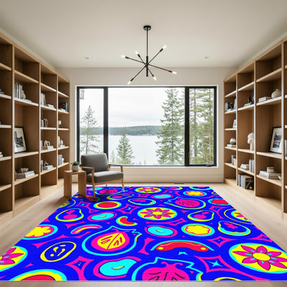 Vibrant Retro Pop Art Fruits Pattern Rug