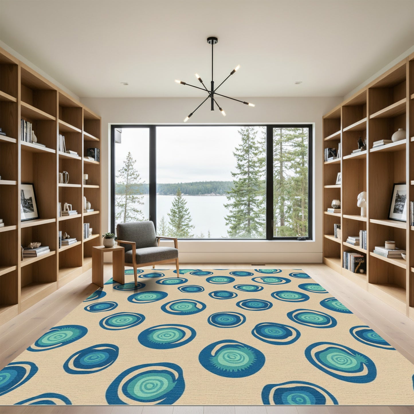 Teal Blue Scattered Puddles Rug