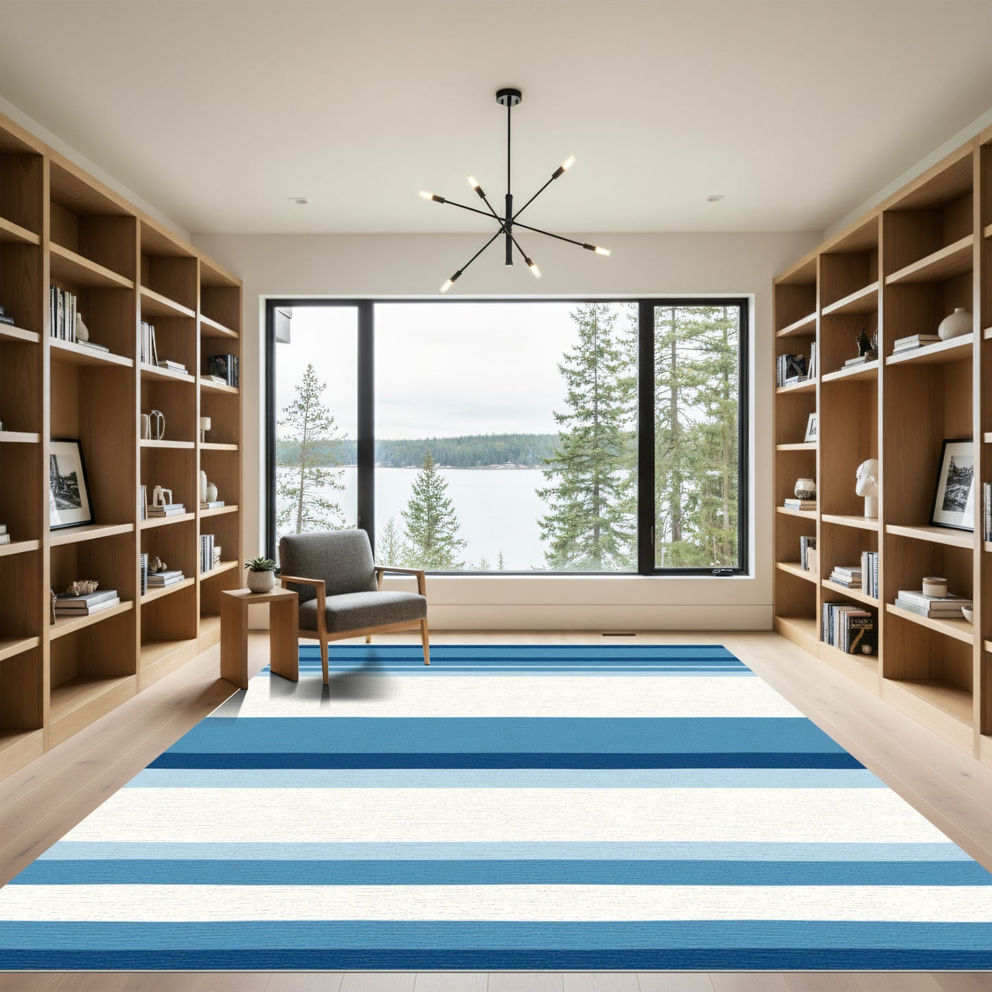 Cool Tones Watercolor Stripe Rug