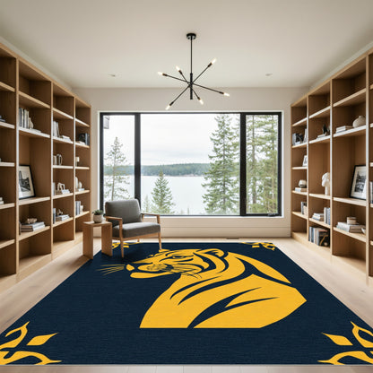 Golden Tiger Silhouette Dark Graphic Rug