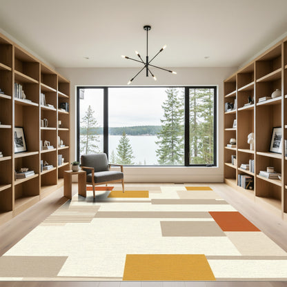 Terracotta Ochre Geometric Blocks Rug