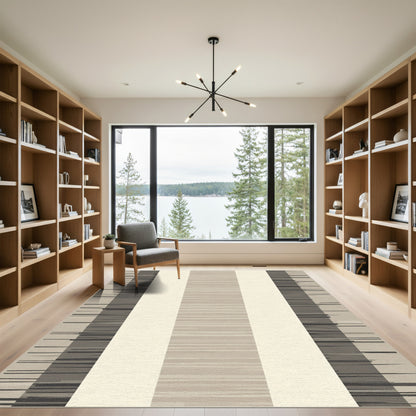 Earthy Toned Striped And Textured Rug