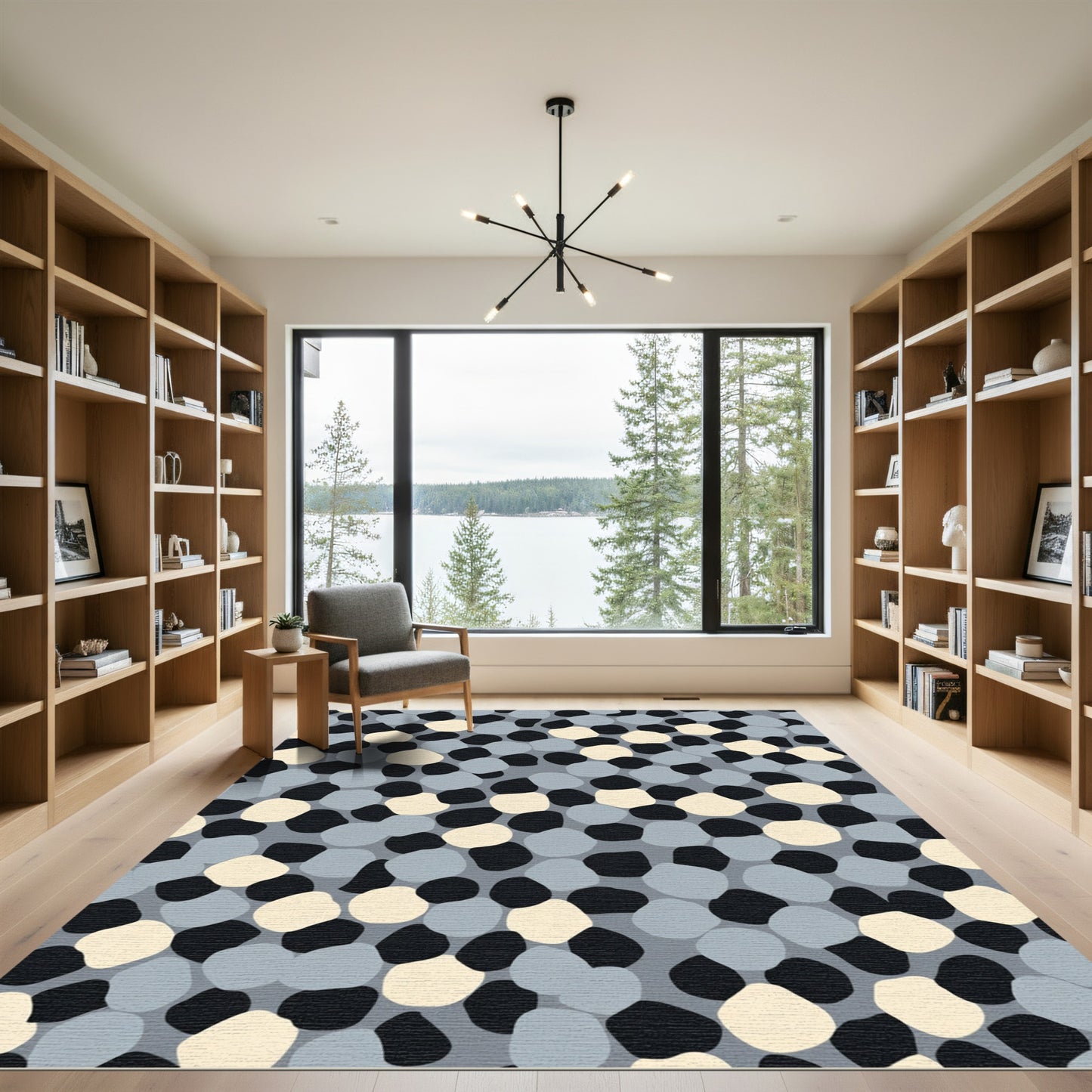 Contemporary Gray Pebble Scatter Rug
