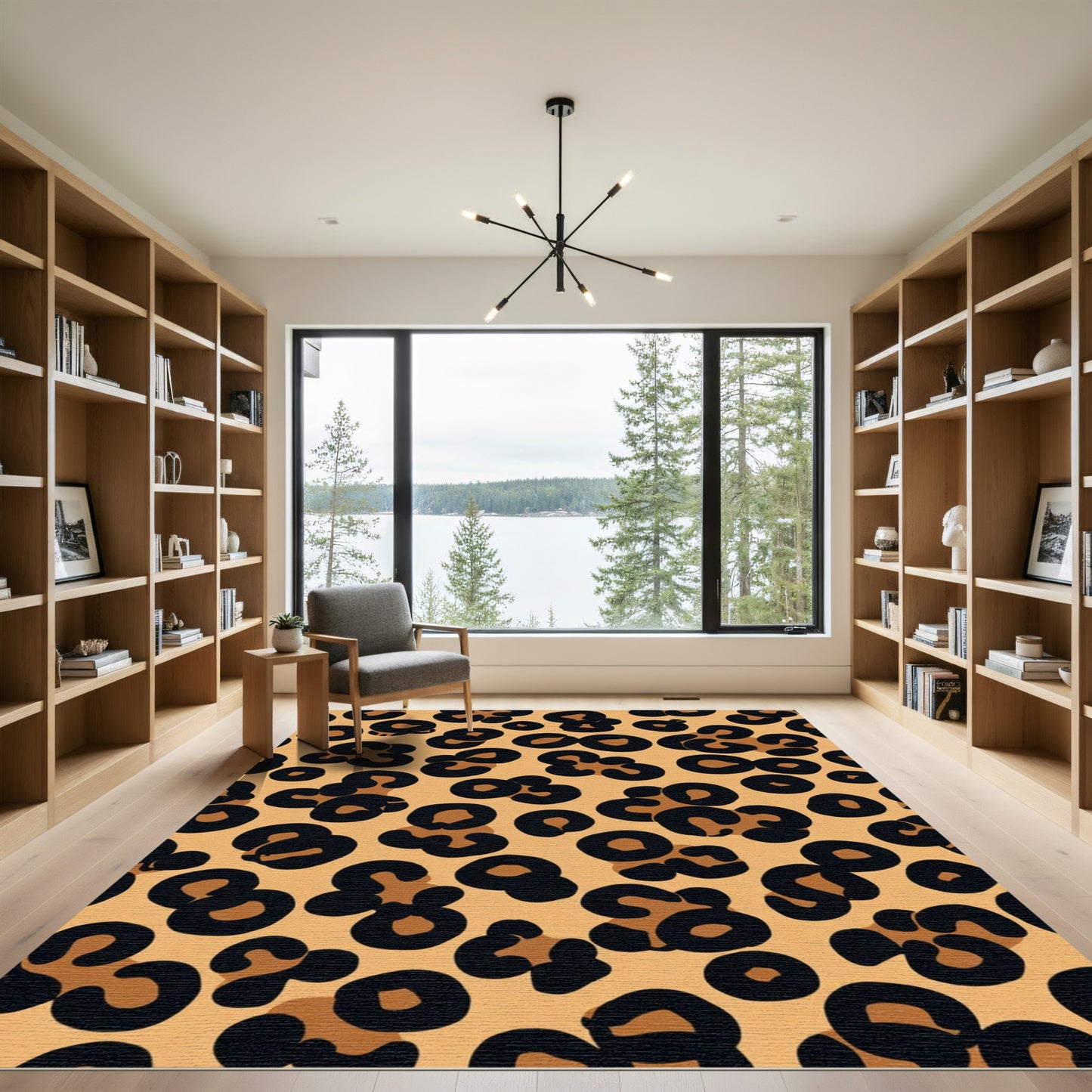 Golden Tan Leopard Spots Rug