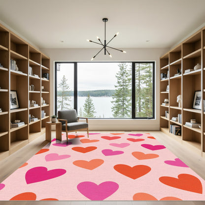 Pink Heart Gradient Scatter Rug