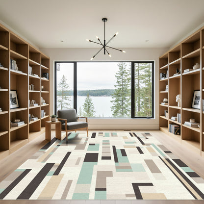 Geometric Muted Palette Rectangular Arrangement Rug