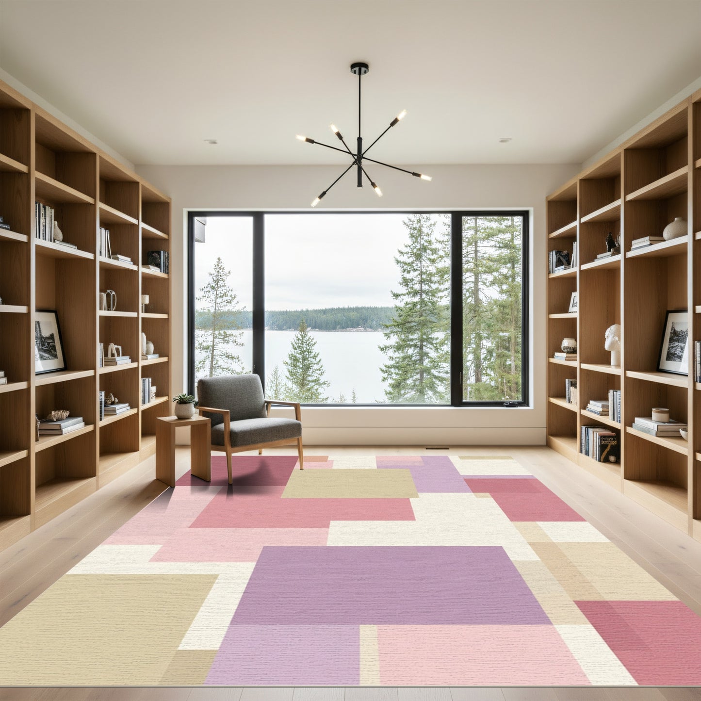 Soft Geometric Color Block Rectangles Rug