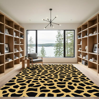 Golden Black Giraffe Skin Texture Rug