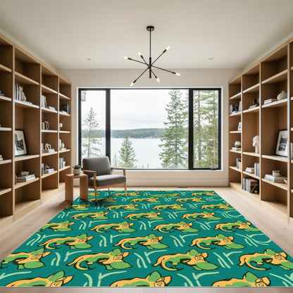 Green Chartreuse Canine Animal Repeat Rug