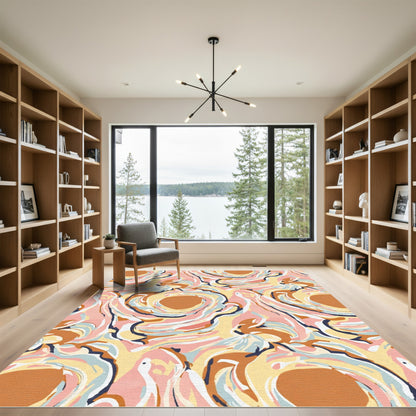 Warm Tones Swirling Abstract Art Rug