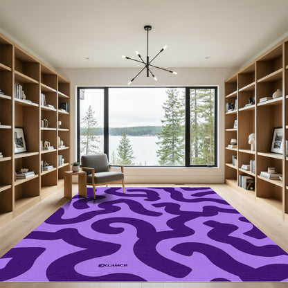 Abstract Purple Swirl Maze Rug