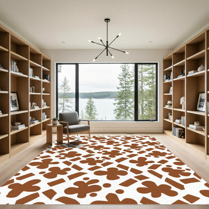 Brown Clover Splatter Abstract Rug