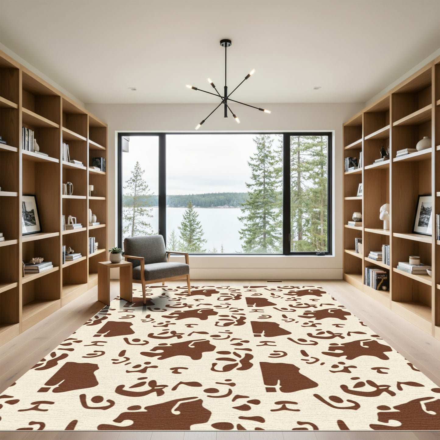 Brown Abstract Primitive Shapes Rug