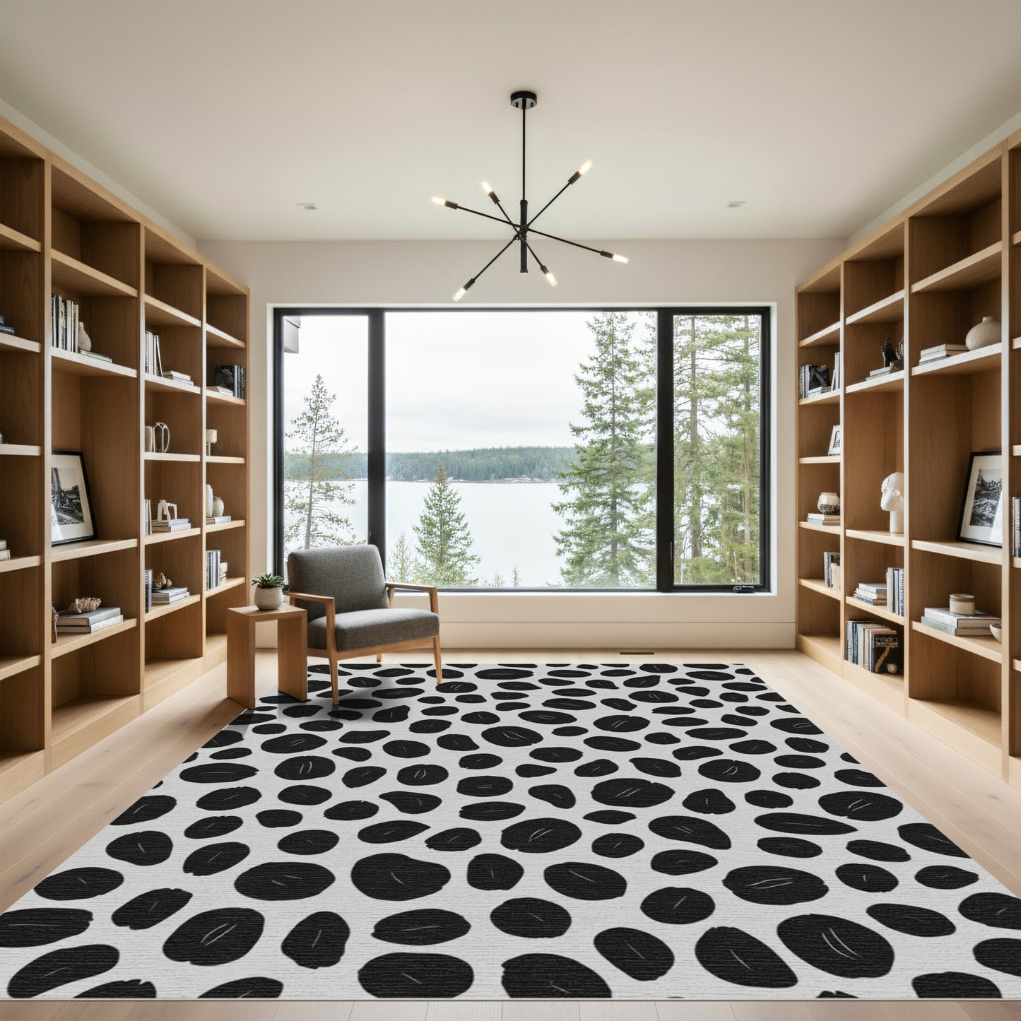 Black Oval Spot Contemporary Scatter Rug