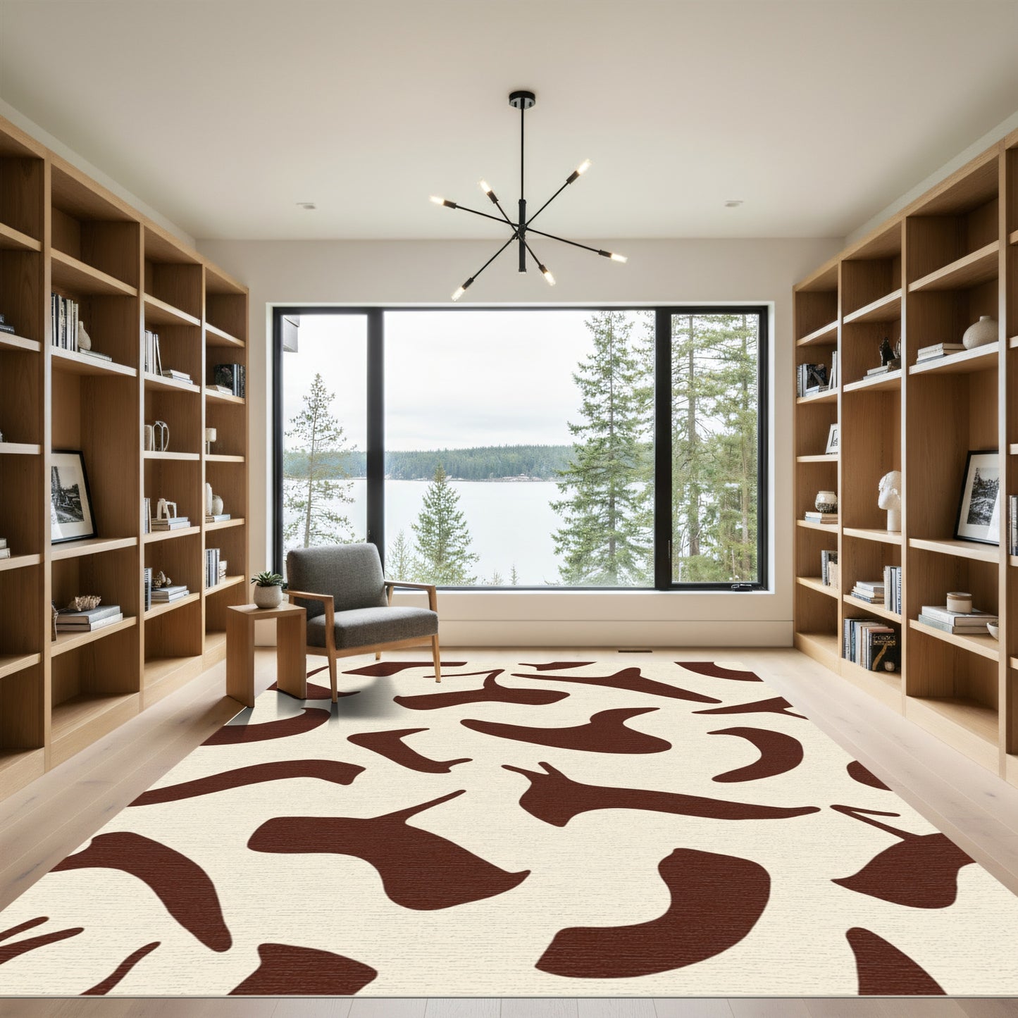 Brown Organic Blob Ivory Rug