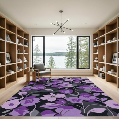 Vibrant Lilac Floral Branches Rug