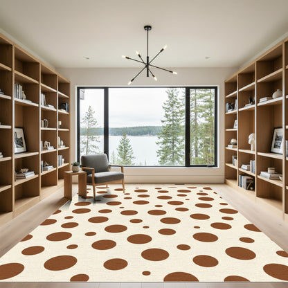 Brown Dot Cream Contemporary Circle Rug