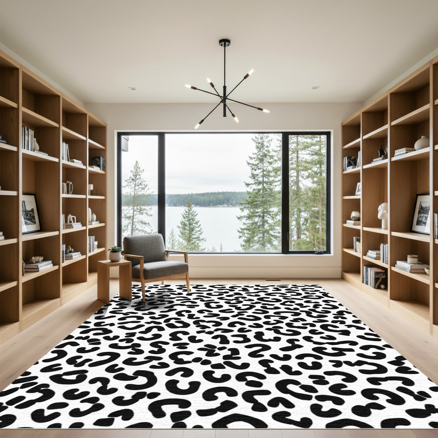 Bold Black White Animal Spots Rug