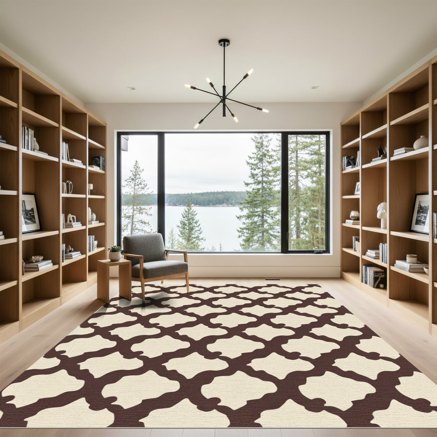 Rich Brown Organic Lattice Rug