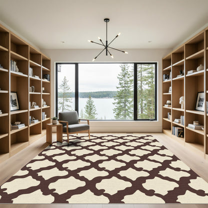 Rich Brown Organic Lattice Rug