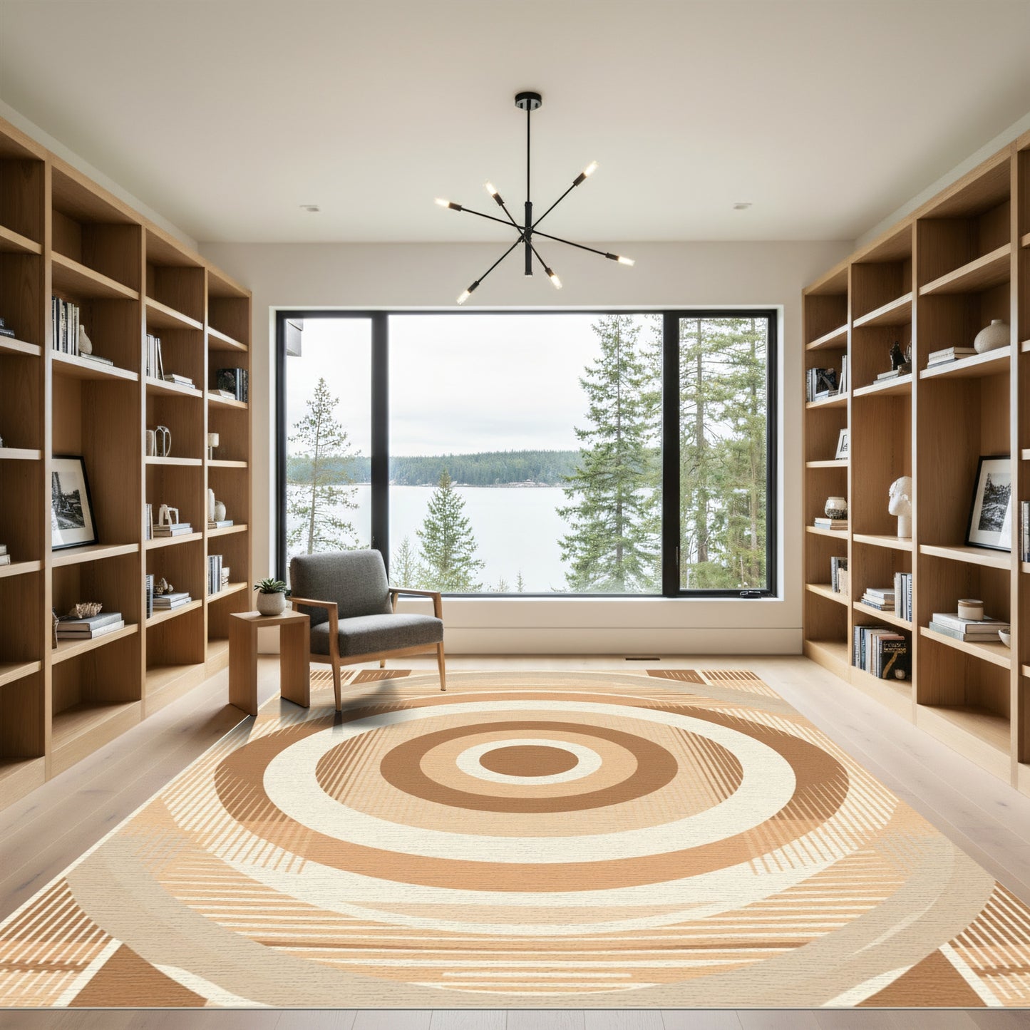 Earthy Tone Concentric Circles Abstract Rug