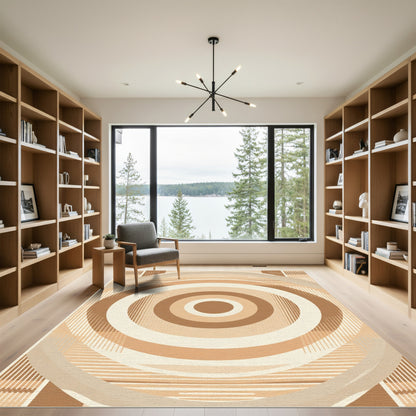 Earthy Tone Concentric Circles Abstract Rug