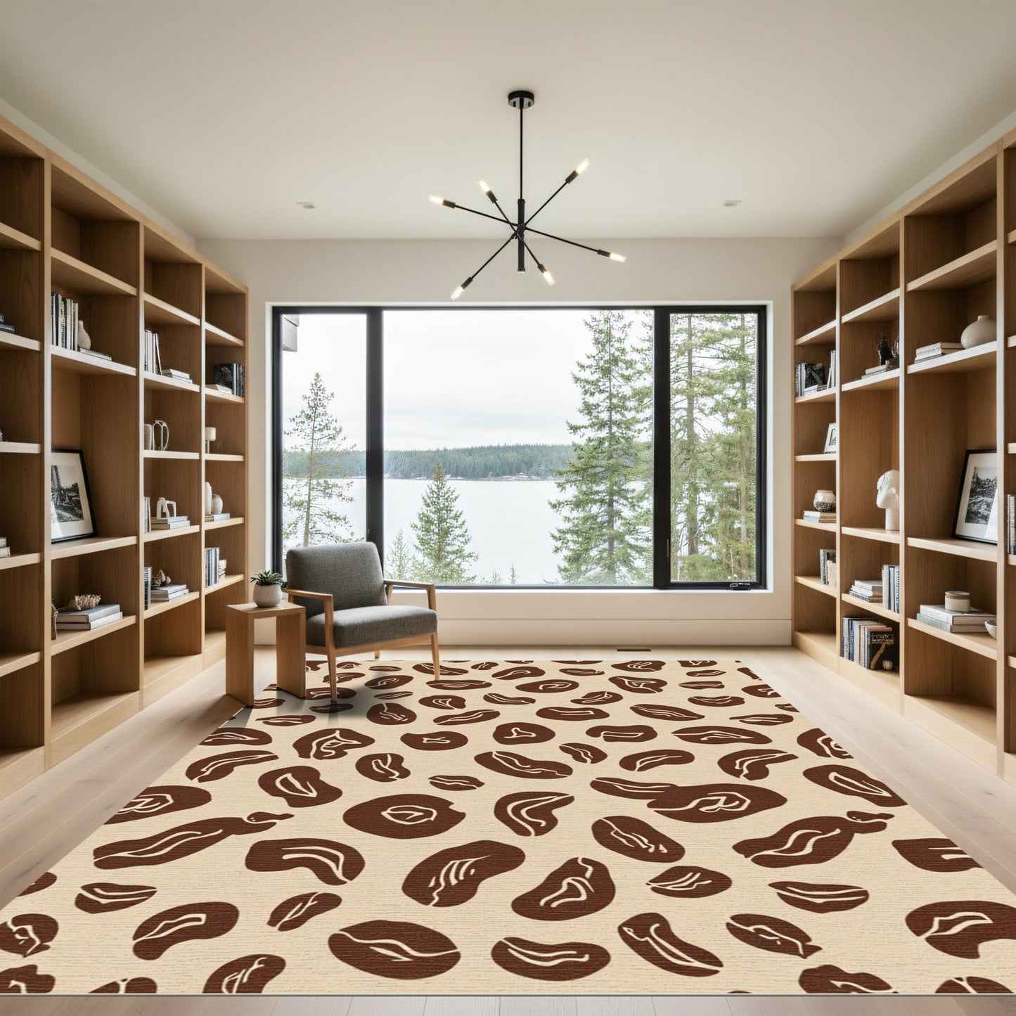 Brown Coffee Bean Organic Scattered Rug