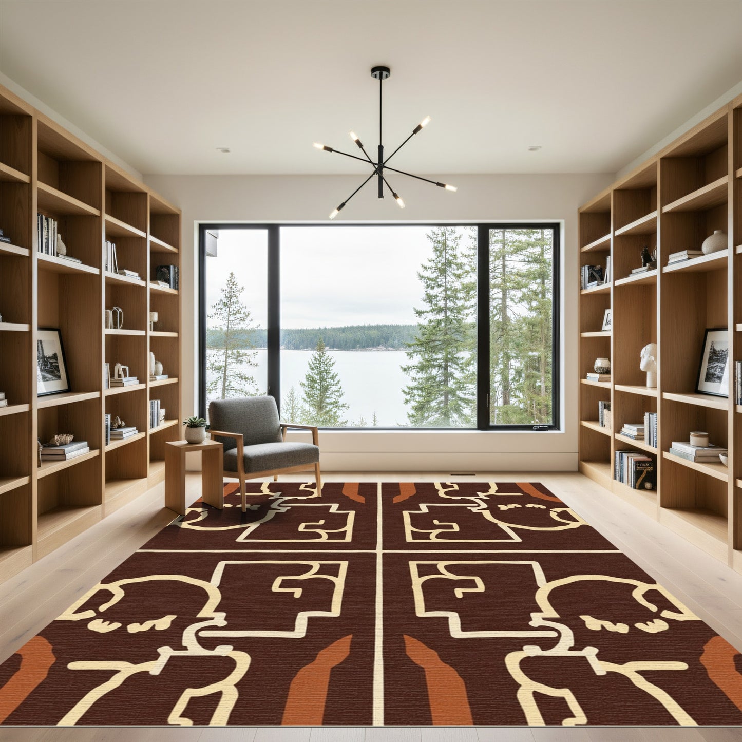 Dark Chocolate Tribal Face Squares Rug