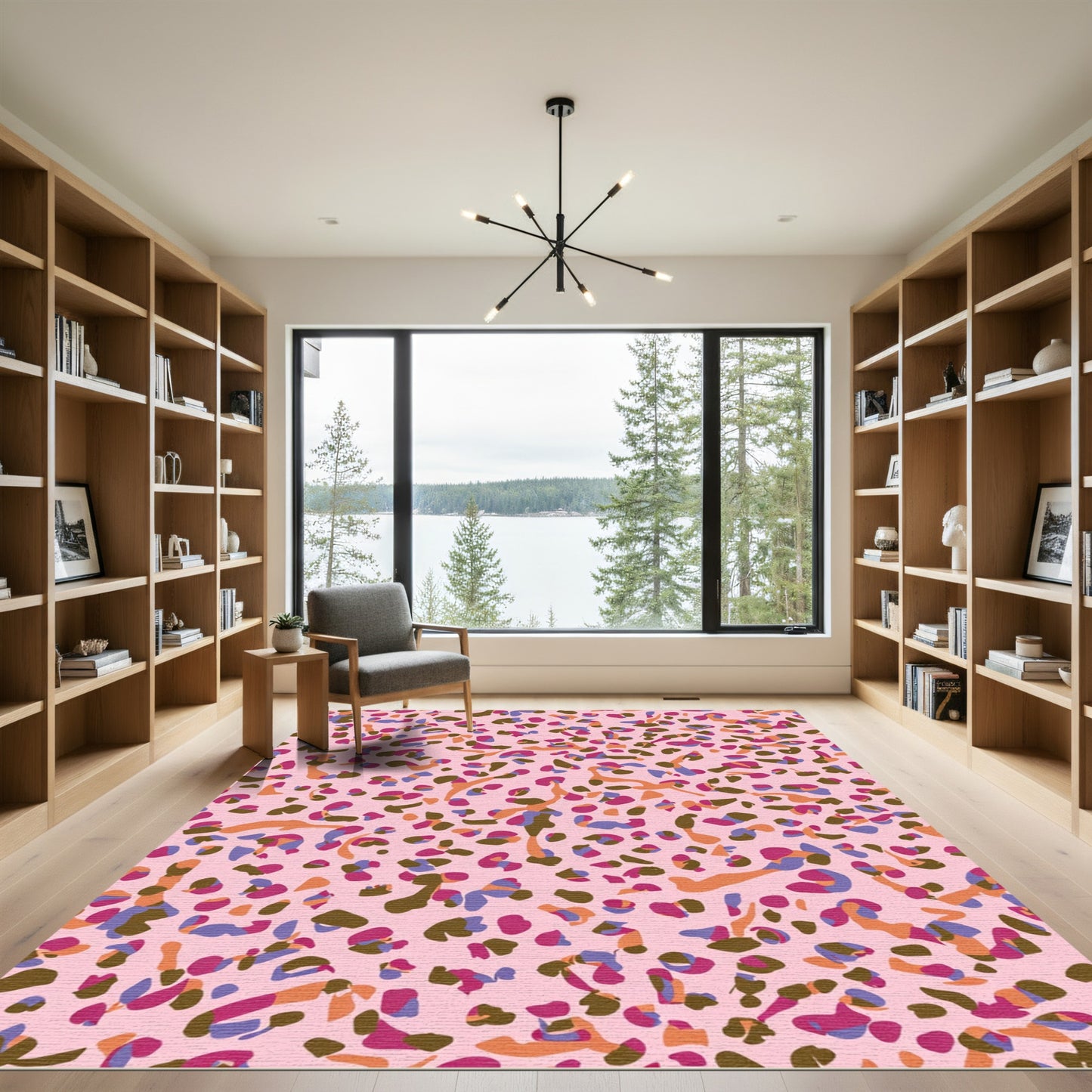 Vibrant Pink Abstract Animal Spots Rug