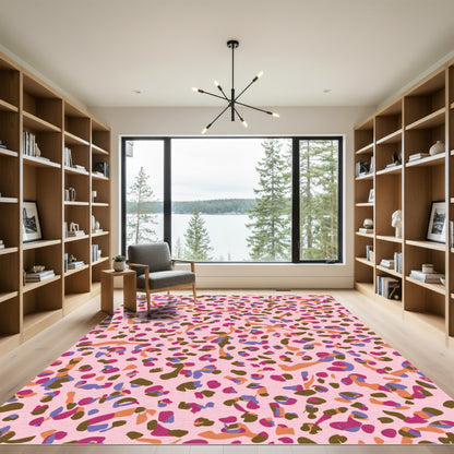 Vibrant Pink Abstract Animal Spots Rug