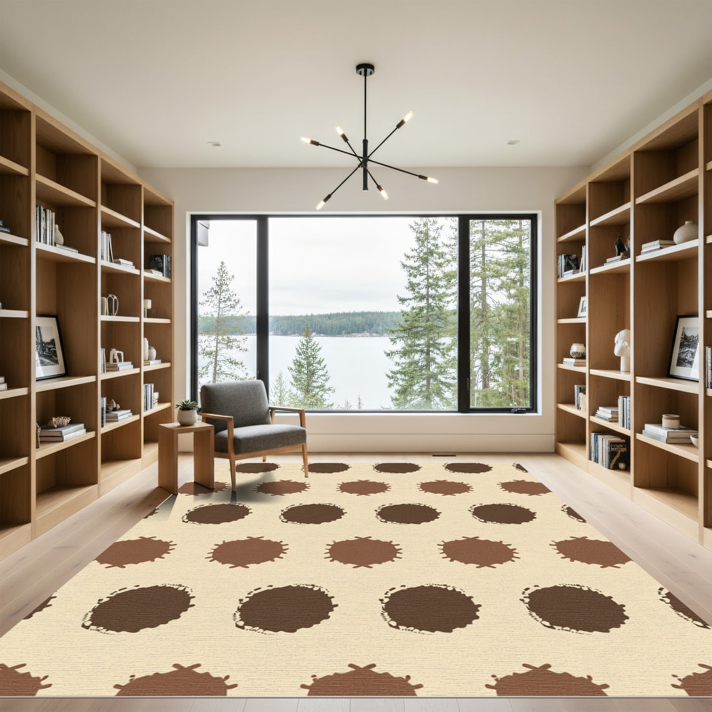 Brown Splatter Circle Composition Rug