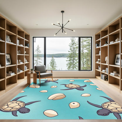 Cute Sea Turtle Water Pattern Rug